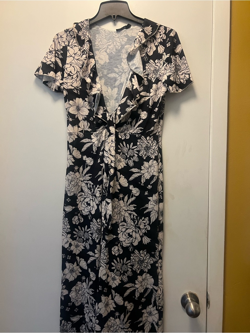 Boohoo Black Maxi Dress with White Floral Print